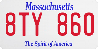 MA license plate 8TY860