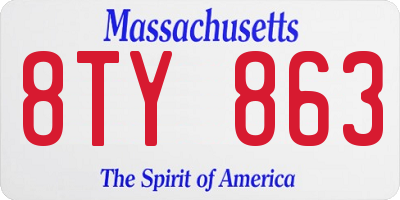 MA license plate 8TY863