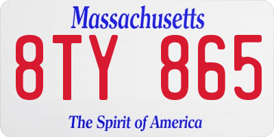 MA license plate 8TY865