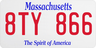 MA license plate 8TY866