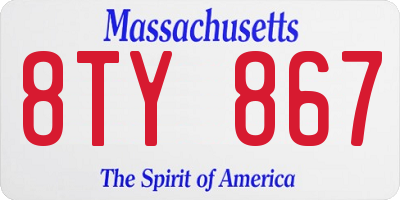 MA license plate 8TY867