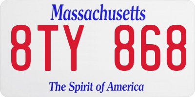 MA license plate 8TY868