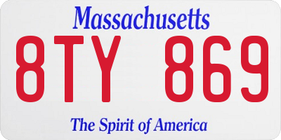 MA license plate 8TY869