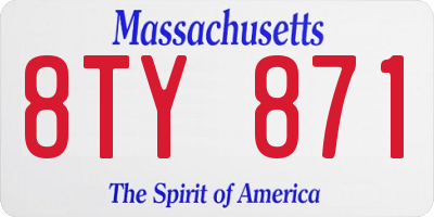 MA license plate 8TY871