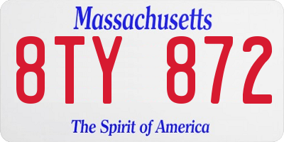 MA license plate 8TY872