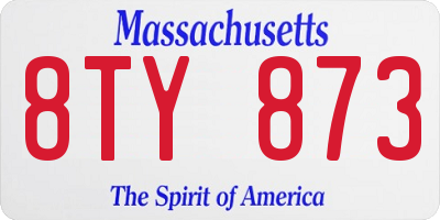 MA license plate 8TY873