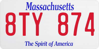 MA license plate 8TY874
