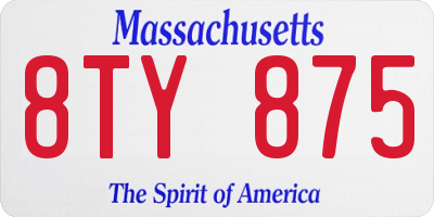 MA license plate 8TY875