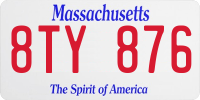 MA license plate 8TY876
