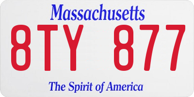 MA license plate 8TY877