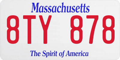 MA license plate 8TY878