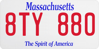 MA license plate 8TY880