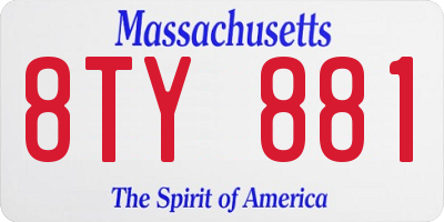 MA license plate 8TY881