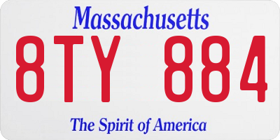 MA license plate 8TY884