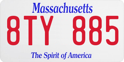 MA license plate 8TY885