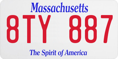 MA license plate 8TY887