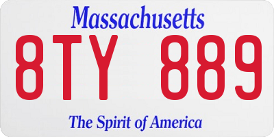 MA license plate 8TY889