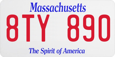 MA license plate 8TY890