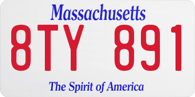 MA license plate 8TY891
