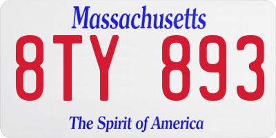 MA license plate 8TY893