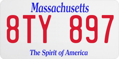 MA license plate 8TY897