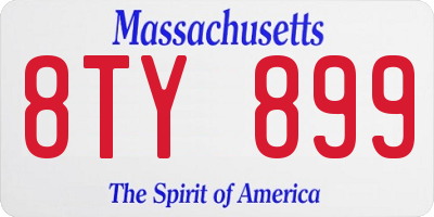 MA license plate 8TY899