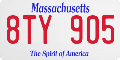 MA license plate 8TY905