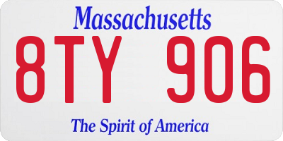 MA license plate 8TY906