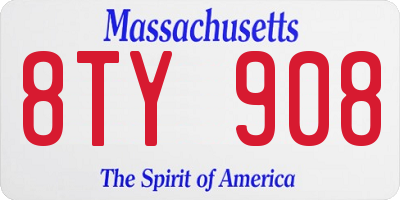 MA license plate 8TY908