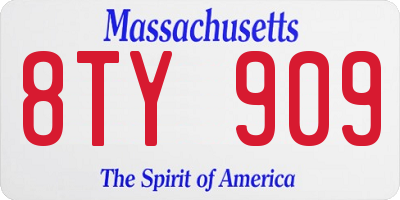 MA license plate 8TY909