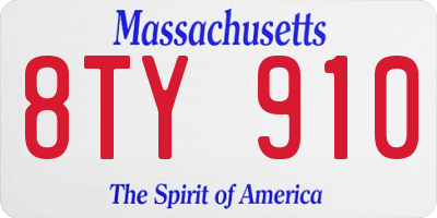 MA license plate 8TY910