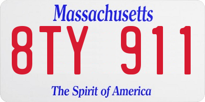 MA license plate 8TY911