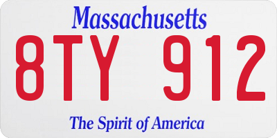 MA license plate 8TY912