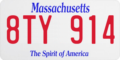 MA license plate 8TY914
