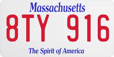 MA license plate 8TY916