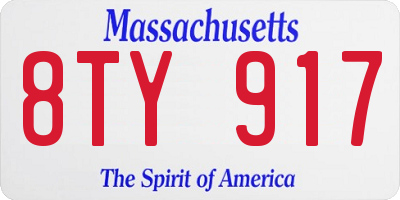 MA license plate 8TY917
