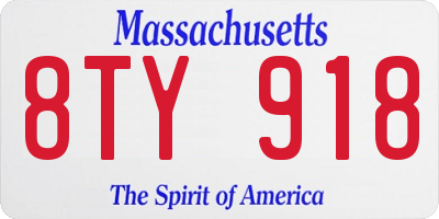 MA license plate 8TY918