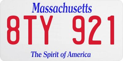 MA license plate 8TY921