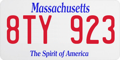 MA license plate 8TY923