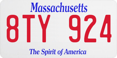 MA license plate 8TY924