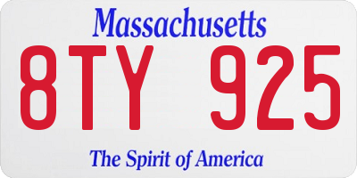 MA license plate 8TY925