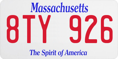MA license plate 8TY926