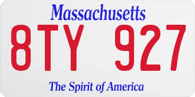 MA license plate 8TY927