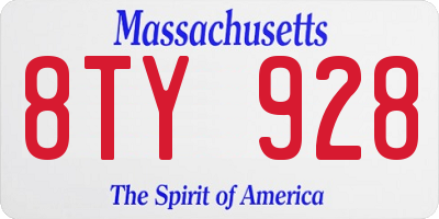 MA license plate 8TY928