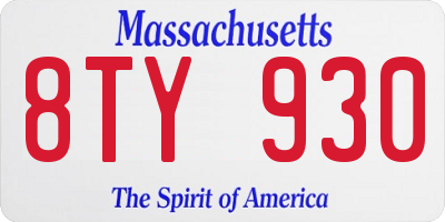 MA license plate 8TY930