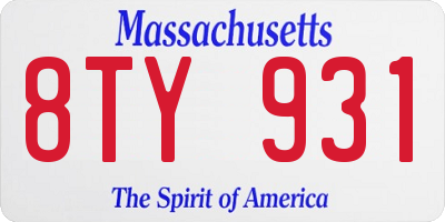 MA license plate 8TY931