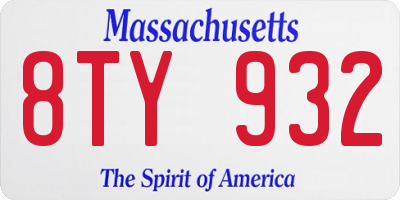 MA license plate 8TY932