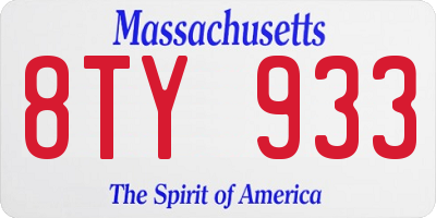 MA license plate 8TY933