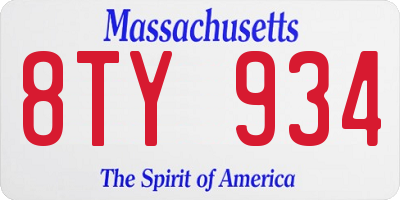 MA license plate 8TY934