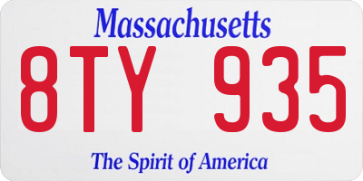 MA license plate 8TY935